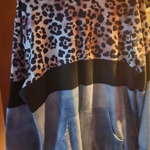 A Classy Chic Boutique Leopard Colorblock Hoodie in Black, Pink, Blue
